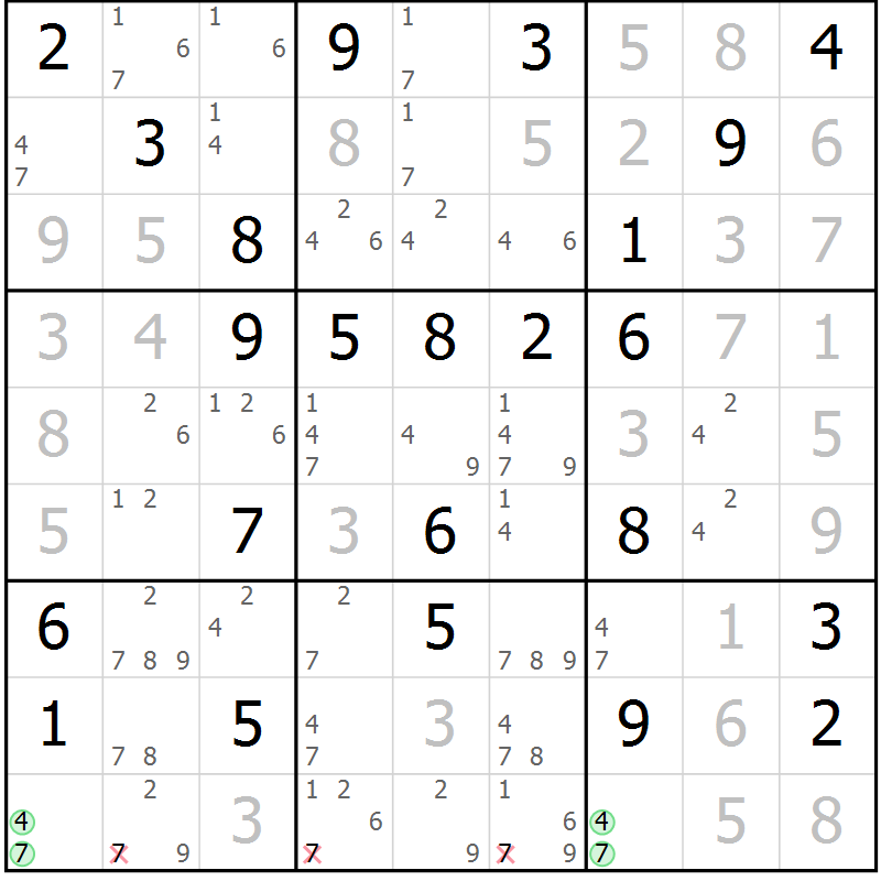 Position des candidats pour la solution de la Gr 35 page 38 du magazine de sudoku Sudoku Suprême n° 037