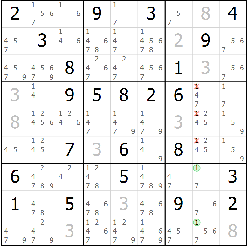 Position des candidats pour la solution de la Gr 35 page 38 du magazine de sudoku Sudoku Suprême n° 037