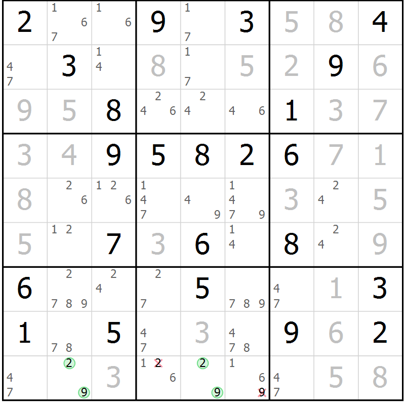 Position des candidats pour la solution de la Gr 35 page 38 du magazine de sudoku Sudoku Suprême n° 037