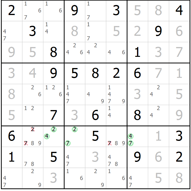Position des candidats pour la solution de la Gr 35 page 38 du magazine de sudoku Sudoku Suprême n° 037