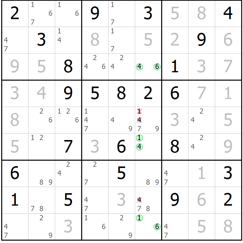 Position des candidats pour la solution de la Gr 35 page 38 du magazine de sudoku Sudoku Suprême n° 037