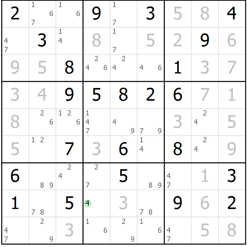 Position des candidats pour la solution de la Gr 35 page 38 du magazine de sudoku Sudoku Suprême n° 037