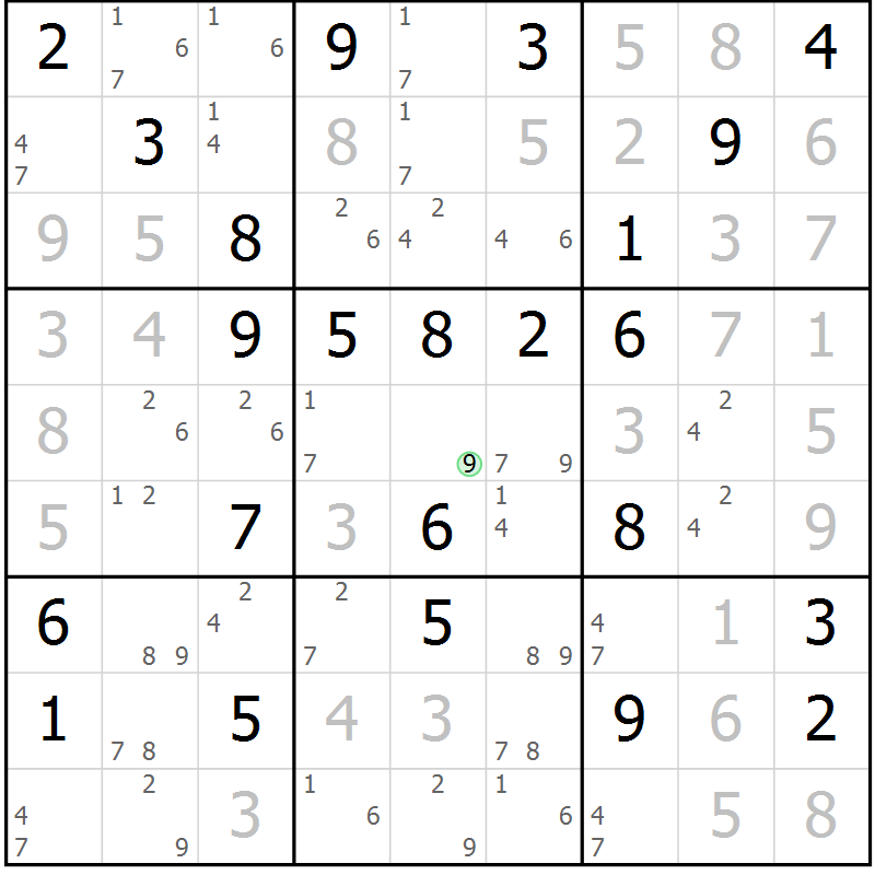 Position des candidats pour la solution de la Gr 35 page 38 du magazine de sudoku Sudoku Suprême n° 037