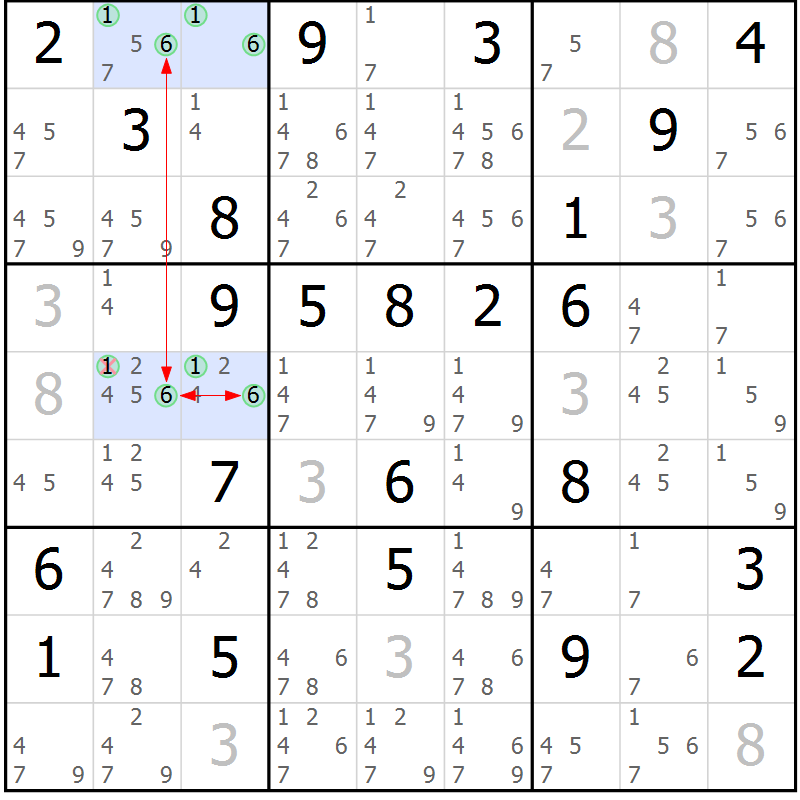 Position des candidats pour la solution de la Gr 35 page 38 du magazine de sudoku Sudoku Suprême n° 037