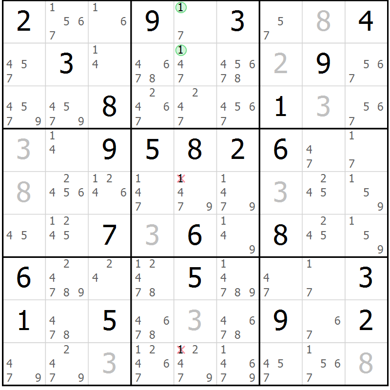 Position des candidats pour la solution de la Gr 35 page 38 du magazine de sudoku Sudoku Suprême n° 037