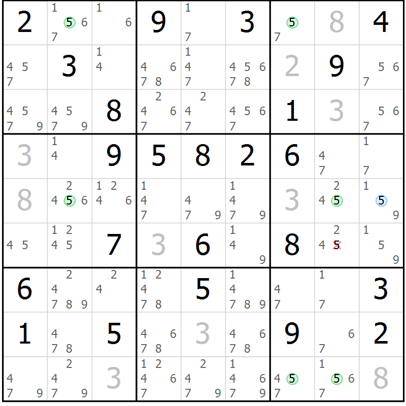 Position des candidats pour la solution de la Gr 35 page 38 du magazine de sudoku Sudoku Suprême n° 037