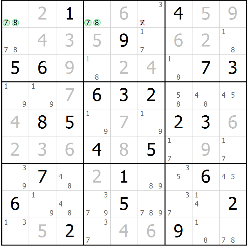 Position des candidats pour la solution de la Gr 36 page 39 du magazine de sudoku Sudoku Suprême n° 037