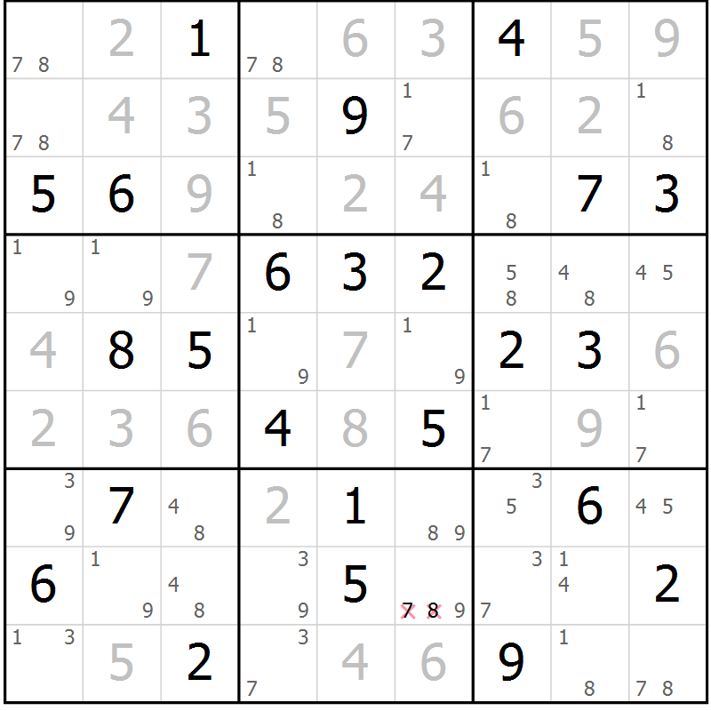 Position des candidats pour la solution de la Gr 36 page 39 du magazine de sudoku Sudoku Suprême n° 037