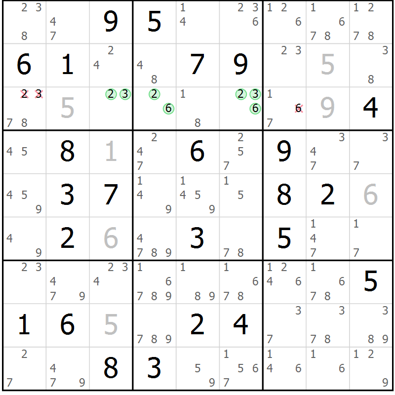 Position des candidats pour la solution de la Gr 37 page 40 du magazine de sudoku Sudoku Suprême n° 037