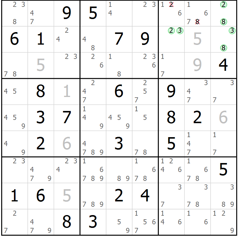 Position des candidats pour la solution de la Gr 37 page 40 du magazine de sudoku Sudoku Suprême n° 037