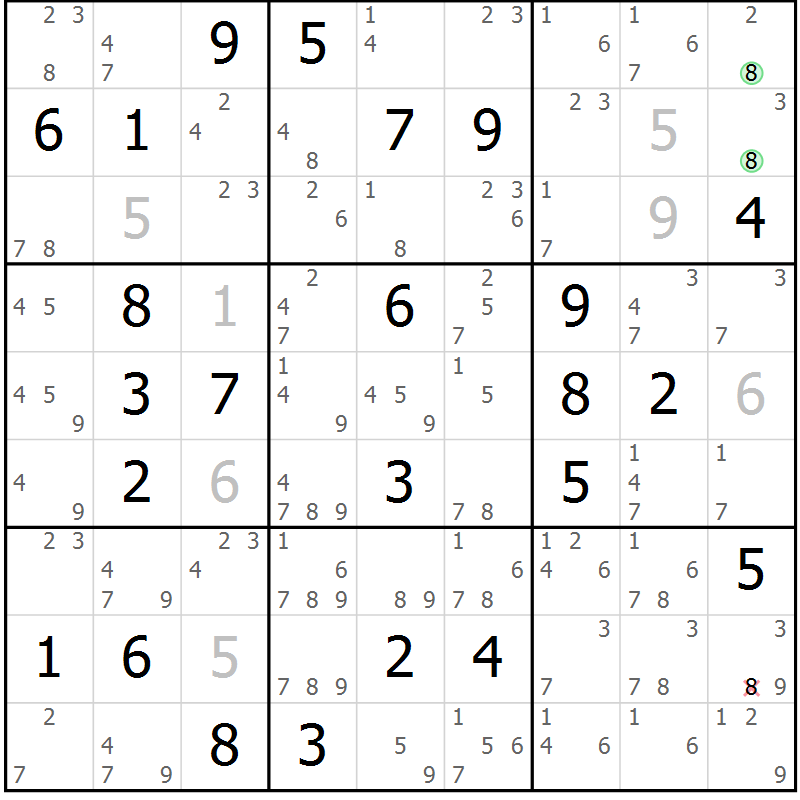 Position des candidats pour la solution de la Gr 37 page 40 du magazine de sudoku Sudoku Suprême n° 037