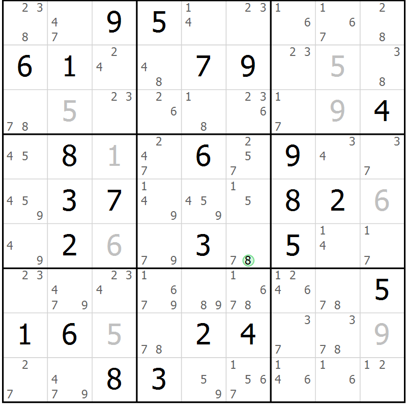 Position des candidats pour la solution de la Gr 37 page 40 du magazine de sudoku Sudoku Suprême n° 037