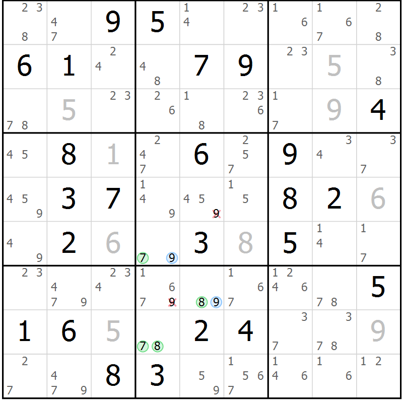 Position des candidats pour la solution de la Gr 37 page 40 du magazine de sudoku Sudoku Suprême n° 037