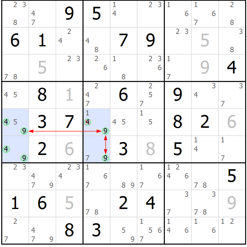 Position des candidats pour la solution de la Gr 37 page 40 du magazine de sudoku Sudoku Suprême n° 037