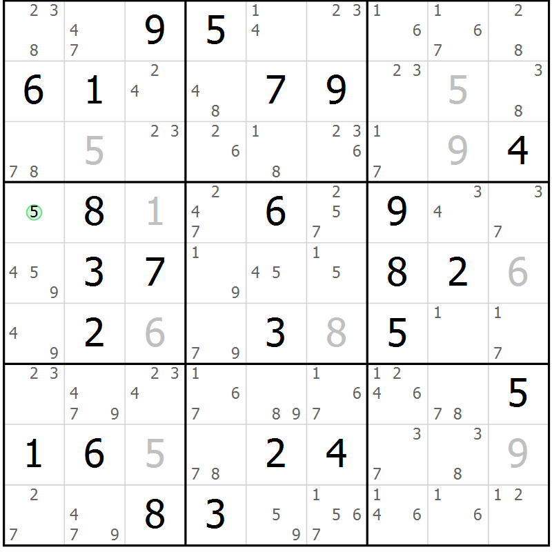 Position des candidats pour la solution de la Gr 37 page 40 du magazine de sudoku Sudoku Suprême n° 037