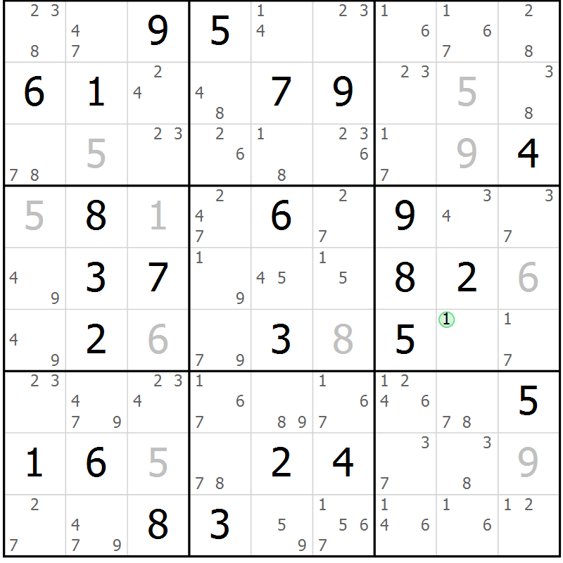 Position des candidats pour la solution de la Gr 37 page 40 du magazine de sudoku Sudoku Suprême n° 037