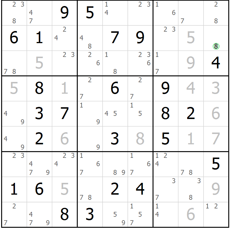 Position des candidats pour la solution de la Gr 37 page 40 du magazine de sudoku Sudoku Suprême n° 037