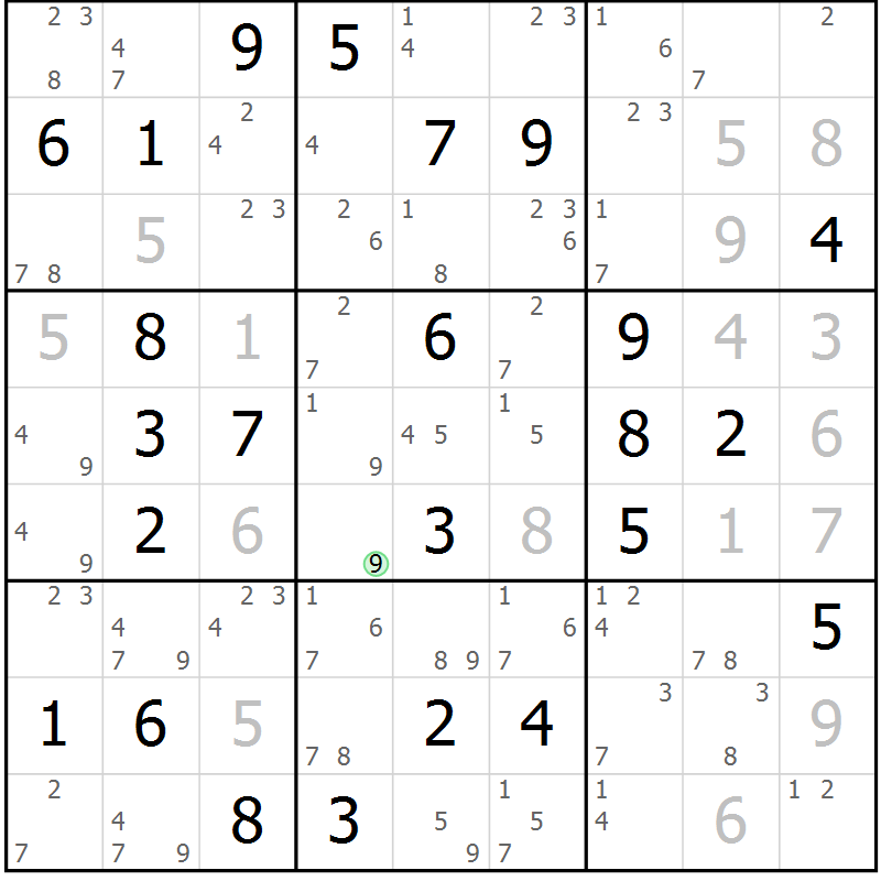 Position des candidats pour la solution de la Gr 37 page 40 du magazine de sudoku Sudoku Suprême n° 037
