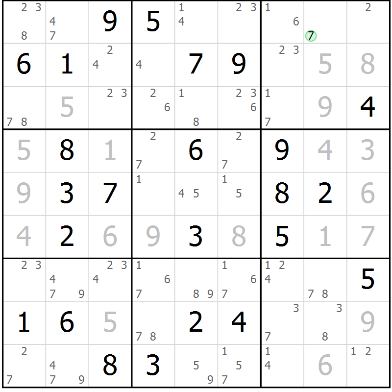 Position des candidats pour la solution de la Gr 37 page 40 du magazine de sudoku Sudoku Suprême n° 037