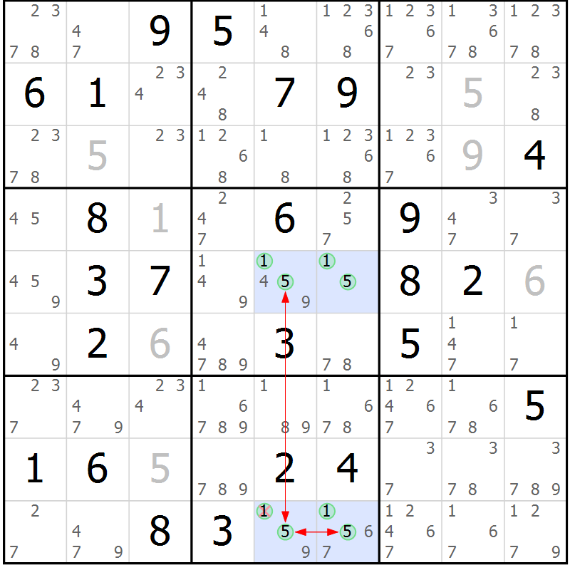 Position des candidats pour la solution de la Gr 37 page 40 du magazine de sudoku Sudoku Suprême n° 037