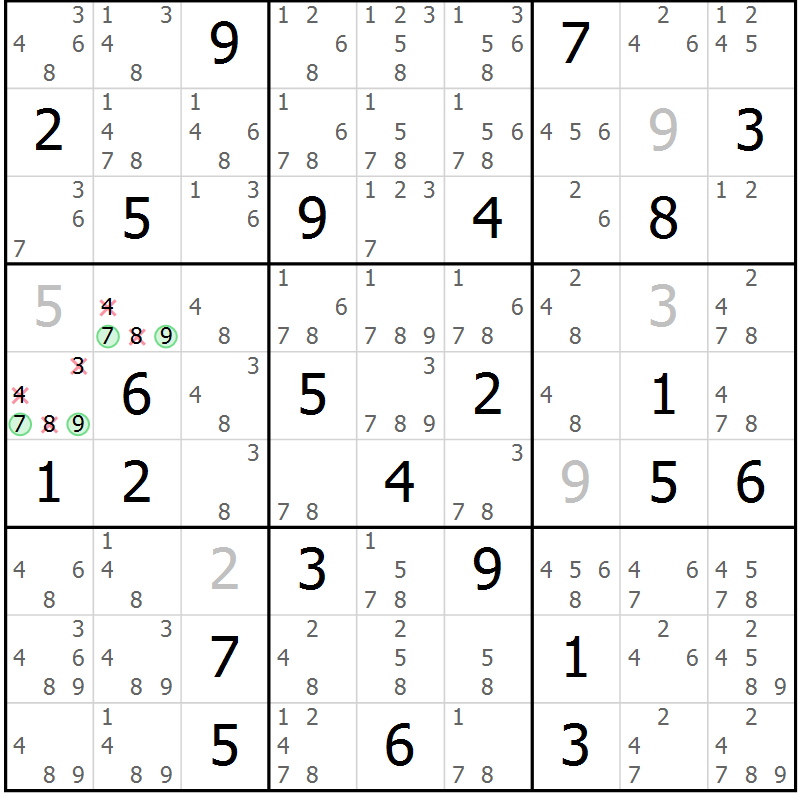 Position des candidats pour la solution de la Gr 38 page 41 du magazine de sudoku Sudoku Suprême n° 037