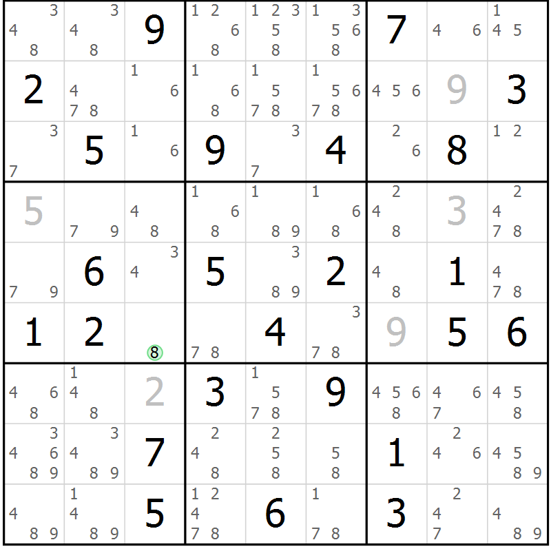 Position des candidats pour la solution de la Gr 38 page 41 du magazine de sudoku Sudoku Suprême n° 037