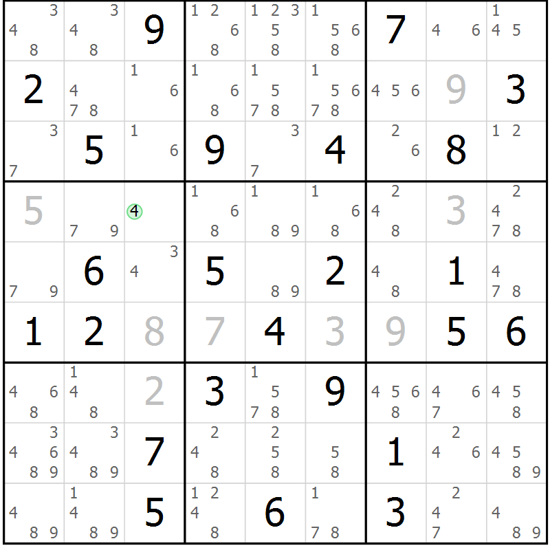 Position des candidats pour la solution de la Gr 38 page 41 du magazine de sudoku Sudoku Suprême n° 037