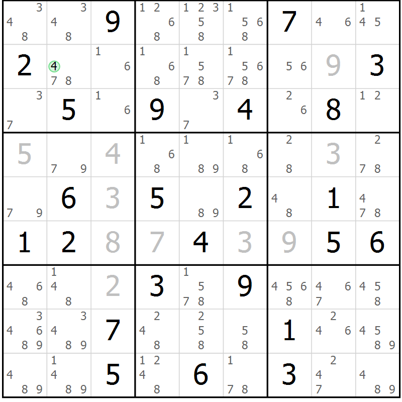 Position des candidats pour la solution de la Gr 38 page 41 du magazine de sudoku Sudoku Suprême n° 037