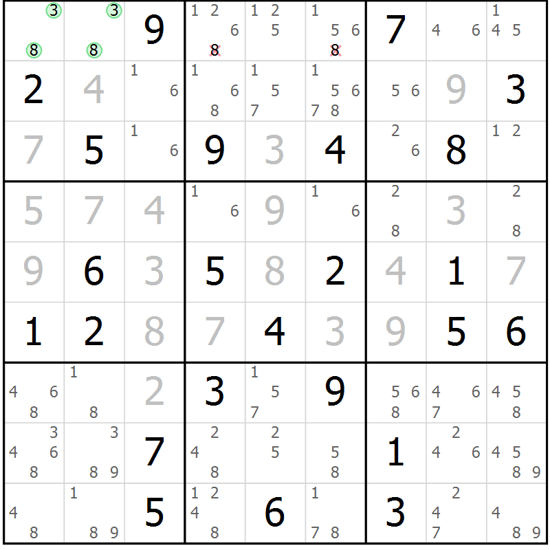 Position des candidats pour la solution de la Gr 38 page 41 du magazine de sudoku Sudoku Suprême n° 037