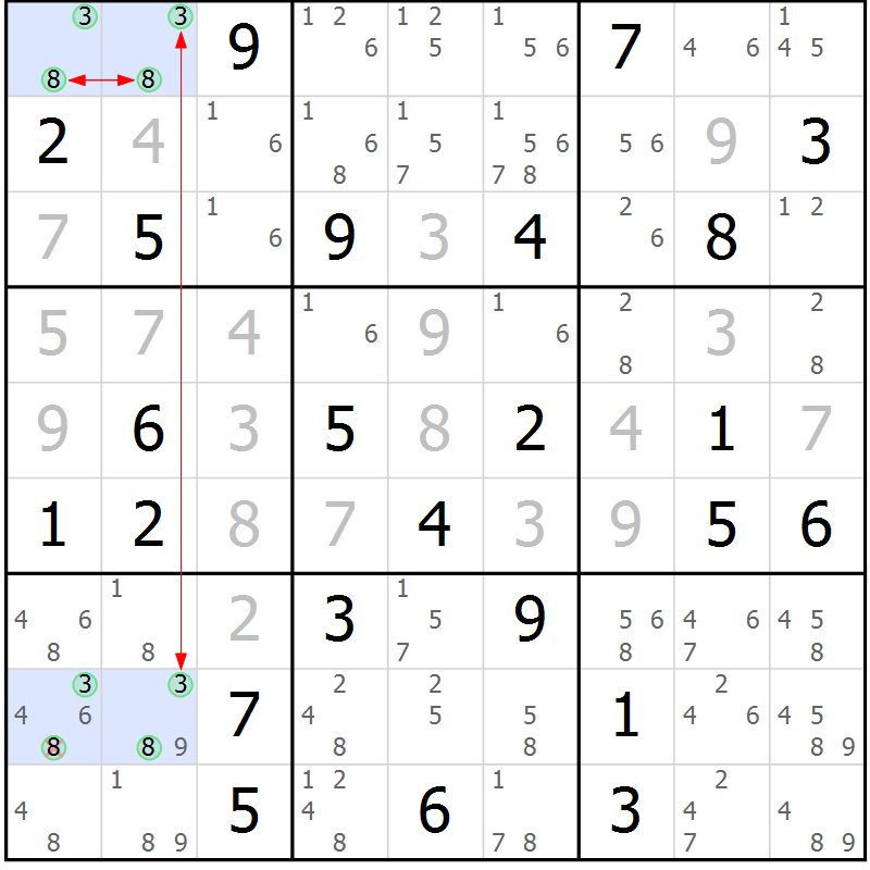 Position des candidats pour la solution de la Gr 38 page 41 du magazine de sudoku Sudoku Suprême n° 037