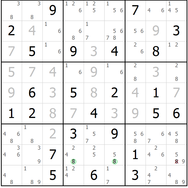 Position des candidats pour la solution de la Gr 38 page 41 du magazine de sudoku Sudoku Suprême n° 037