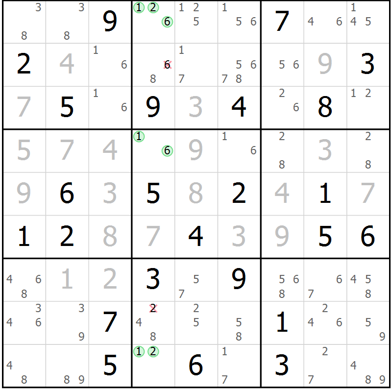 Position des candidats pour la solution de la Gr 38 page 41 du magazine de sudoku Sudoku Suprême n° 037