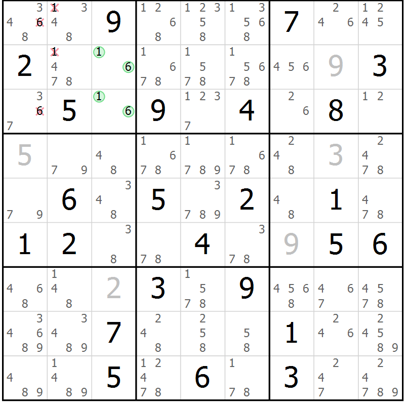 Position des candidats pour la solution de la Gr 38 page 41 du magazine de sudoku Sudoku Suprême n° 037