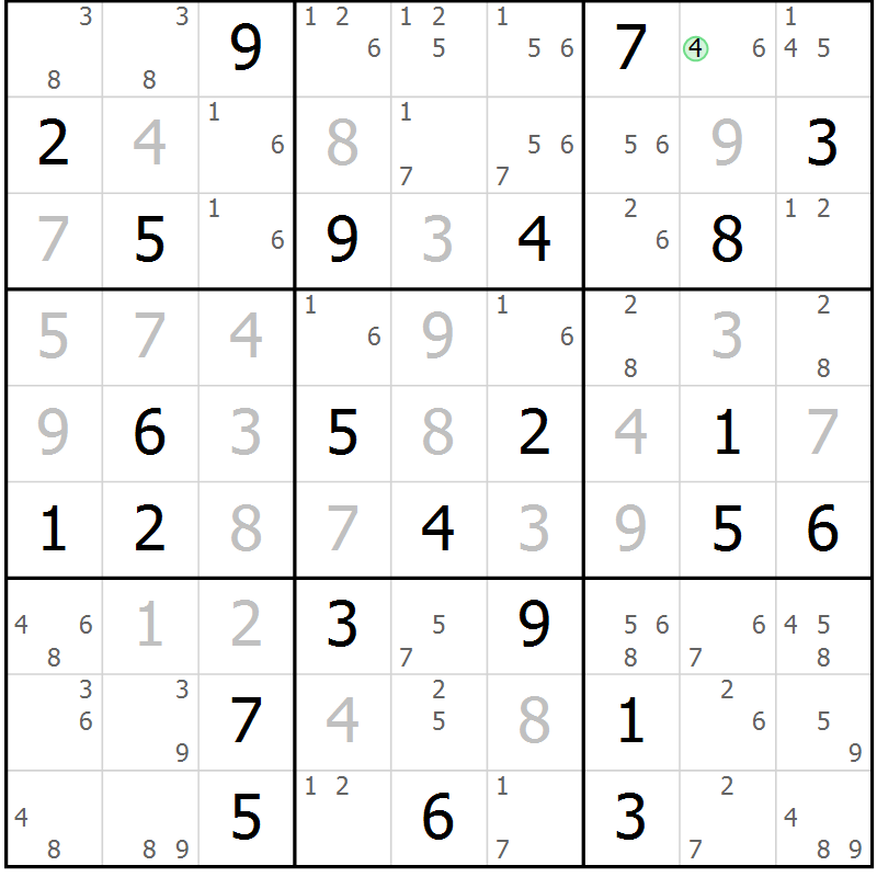 Position des candidats pour la solution de la Gr 38 page 41 du magazine de sudoku Sudoku Suprême n° 037