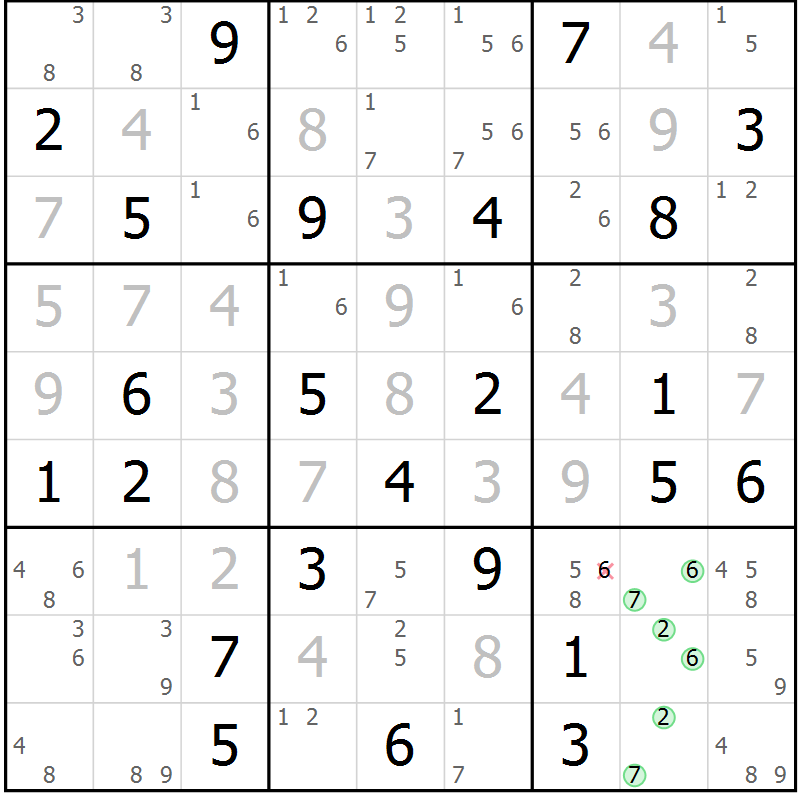 Position des candidats pour la solution de la Gr 38 page 41 du magazine de sudoku Sudoku Suprême n° 037
