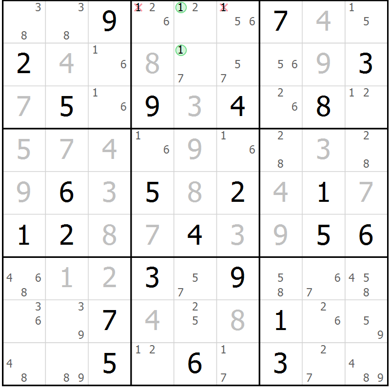 Position des candidats pour la solution de la Gr 38 page 41 du magazine de sudoku Sudoku Suprême n° 037