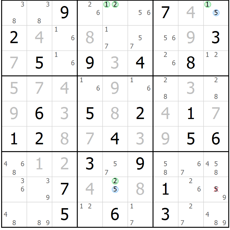 Position des candidats pour la solution de la Gr 38 page 41 du magazine de sudoku Sudoku Suprême n° 037