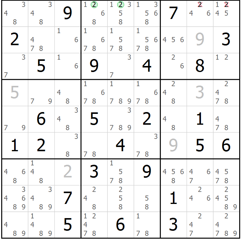 Position des candidats pour la solution de la Gr 38 page 41 du magazine de sudoku Sudoku Suprême n° 037
