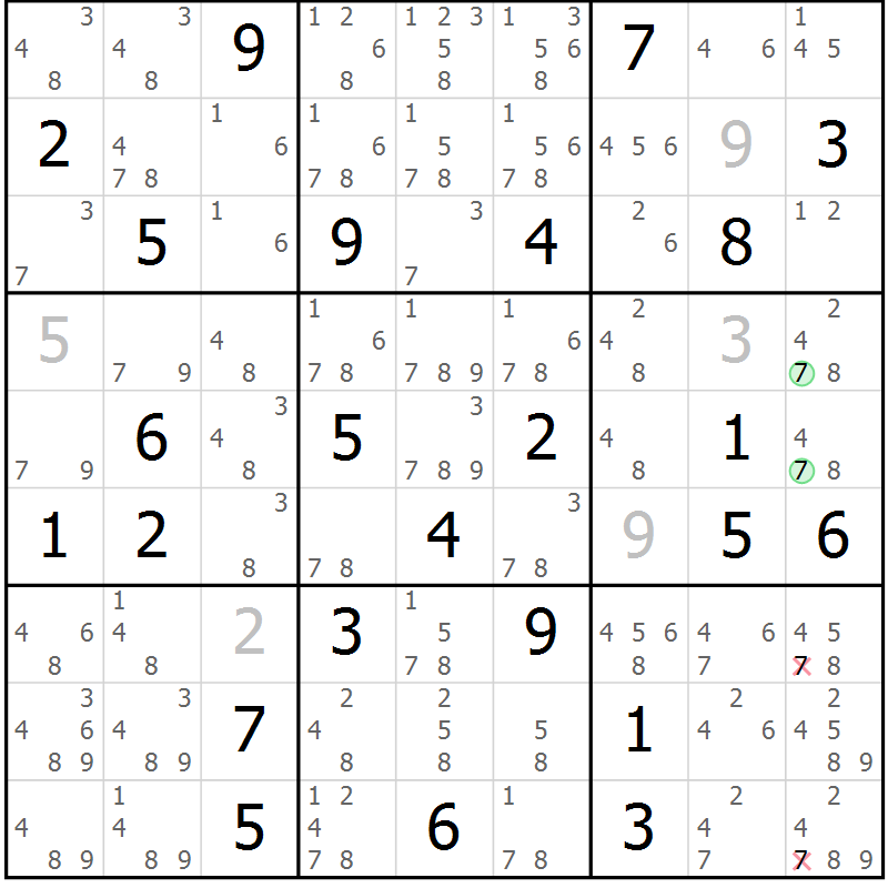 Position des candidats pour la solution de la Gr 38 page 41 du magazine de sudoku Sudoku Suprême n° 037