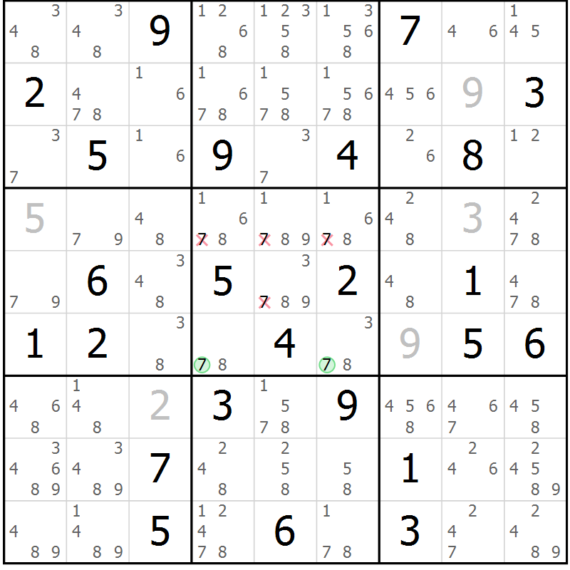Position des candidats pour la solution de la Gr 38 page 41 du magazine de sudoku Sudoku Suprême n° 037
