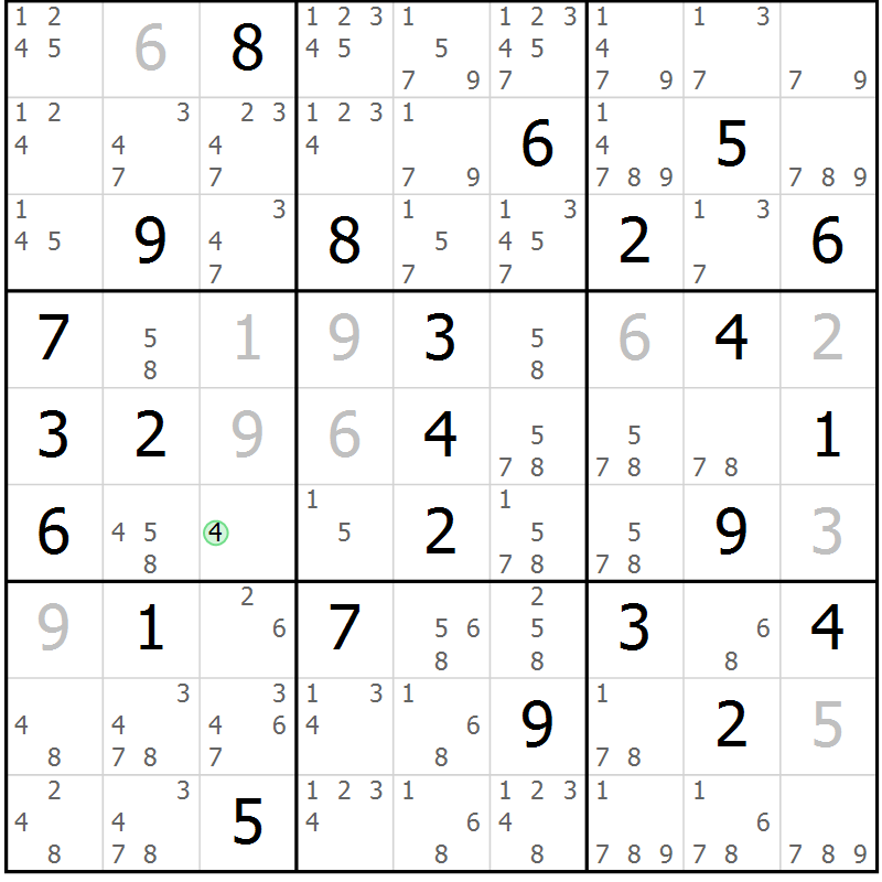 Position des candidats pour la solution de la Gr 39 page 42 du magazine de sudoku Sudoku Suprême n° 037
