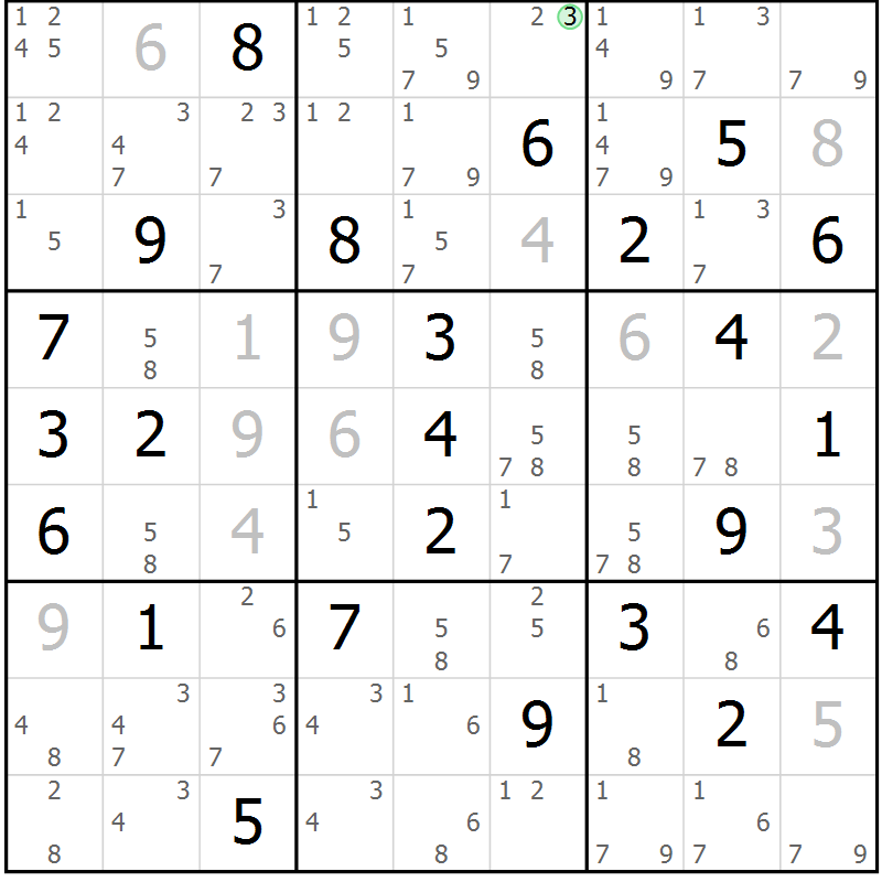 Position des candidats pour la solution de la Gr 39 page 42 du magazine de sudoku Sudoku Suprême n° 037