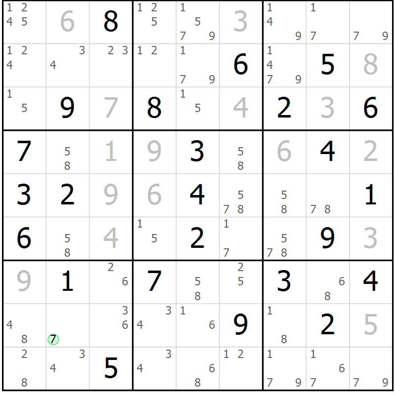 Position des candidats pour la solution de la Gr 39 page 42 du magazine de sudoku Sudoku Suprême n° 037