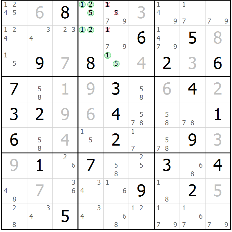 Position des candidats pour la solution de la Gr 39 page 42 du magazine de sudoku Sudoku Suprême n° 037