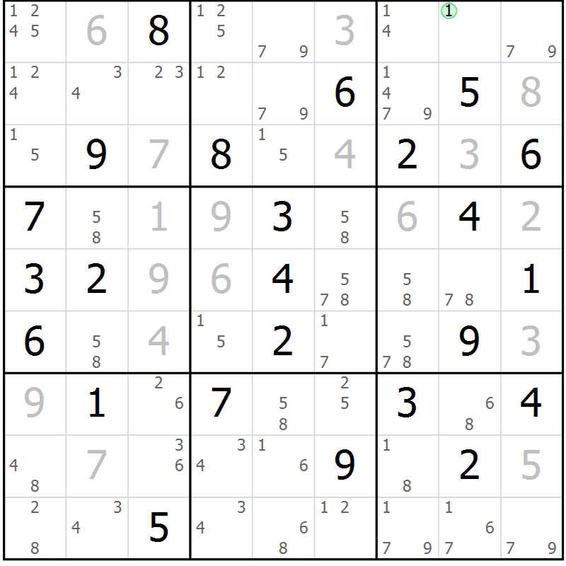 Position des candidats pour la solution de la Gr 39 page 42 du magazine de sudoku Sudoku Suprême n° 037