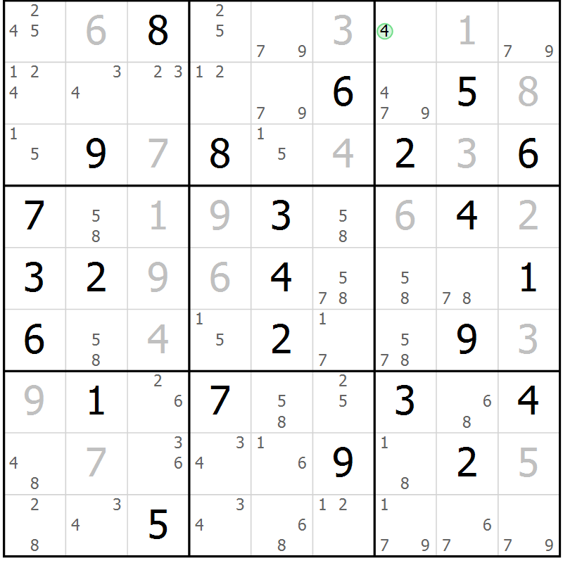 Position des candidats pour la solution de la Gr 39 page 42 du magazine de sudoku Sudoku Suprême n° 037