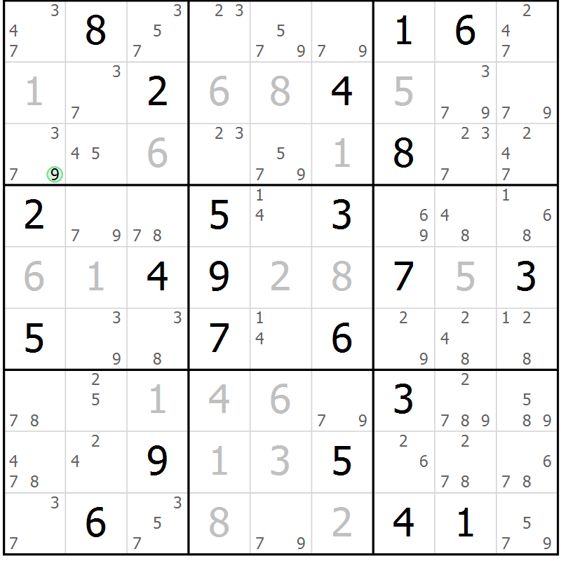 Position des candidats pour la solution de la Gr 4 page 7 du magazine de sudoku Sudoku Suprême n° 037