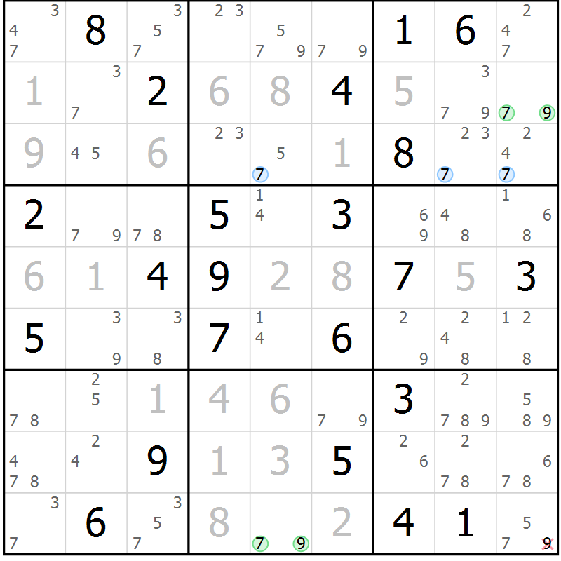 Position des candidats pour la solution de la Gr 4 page 7 du magazine de sudoku Sudoku Suprême n° 037