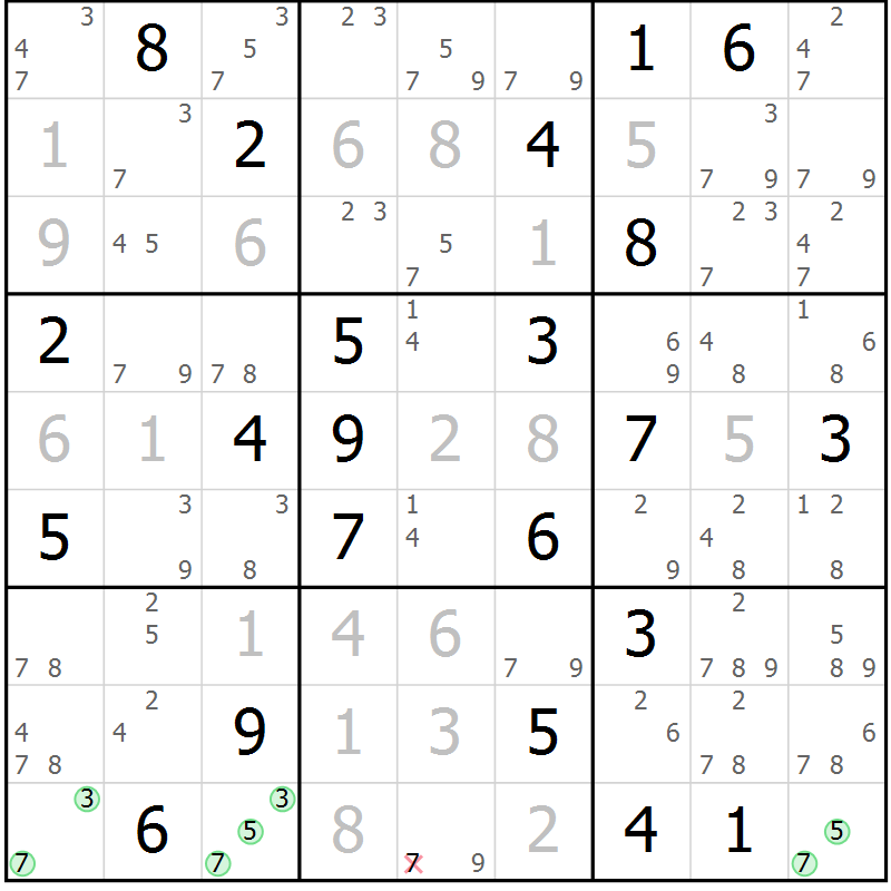 Position des candidats pour la solution de la Gr 4 page 7 du magazine de sudoku Sudoku Suprême n° 037