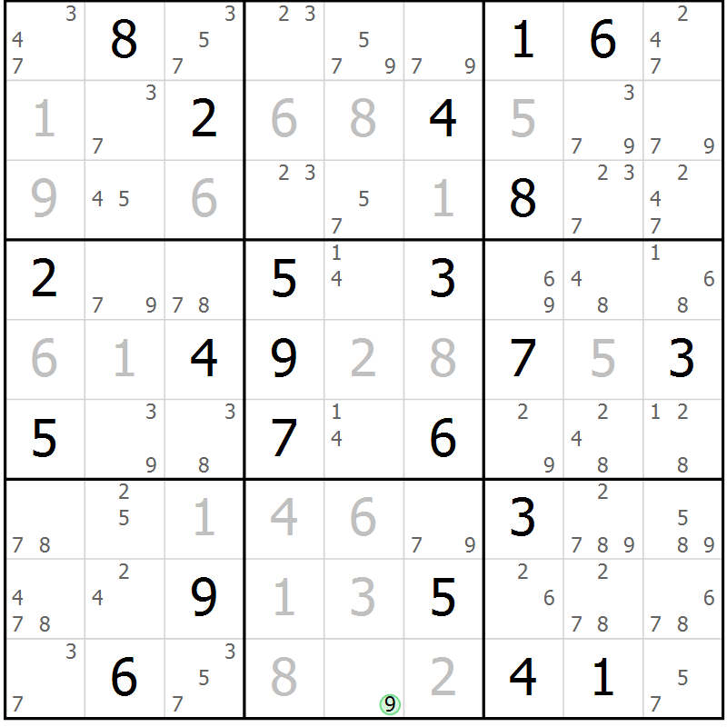 Position des candidats pour la solution de la Gr 4 page 7 du magazine de sudoku Sudoku Suprême n° 037